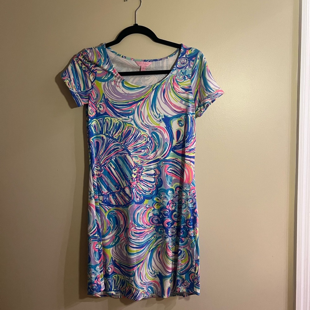 Lilly Pulitzer Blue and Pink Scoop Neck Sundress